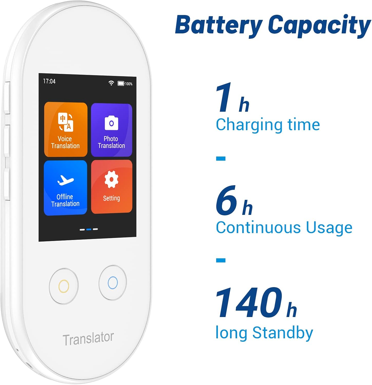 White AI Language Translator Device 108 Languages Q7702