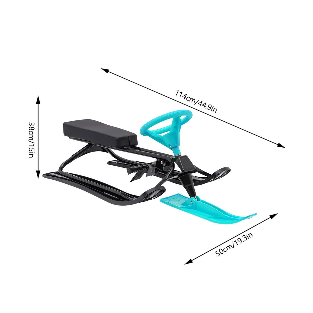 Green Snow Racer Sled Twin Brakes Winter Sports 44.88*19.69*15in A69976