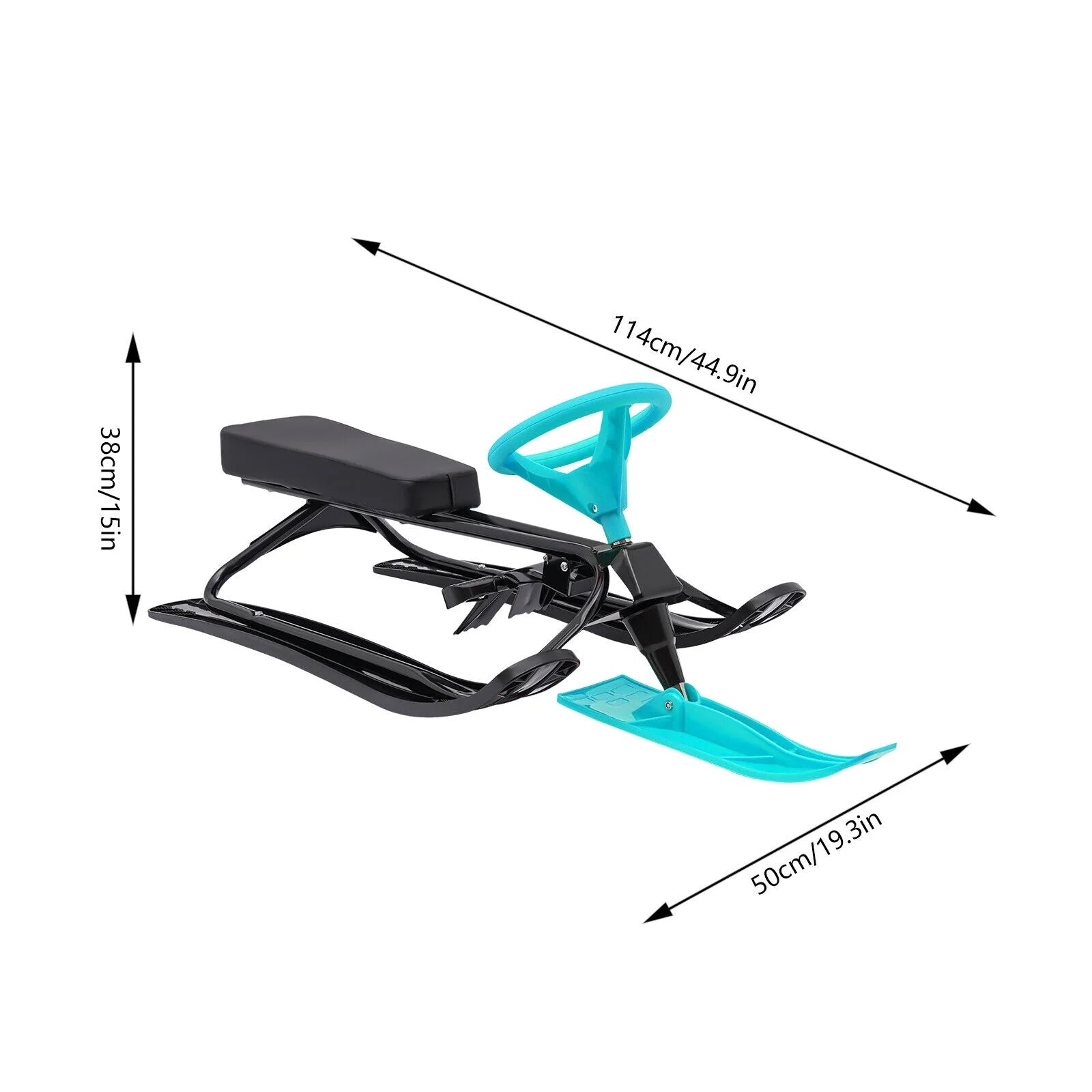 Green Snow Racer Sled Twin Brakes Winter Sports 44.88*19.69*15in A69976