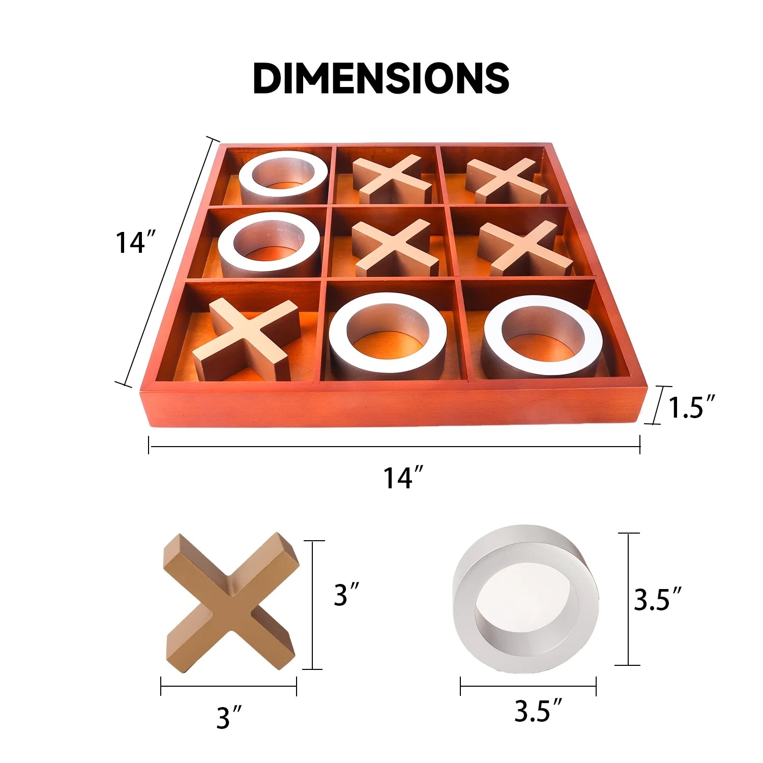 14" Wooden Tic-Tac-Toe Game Set I345