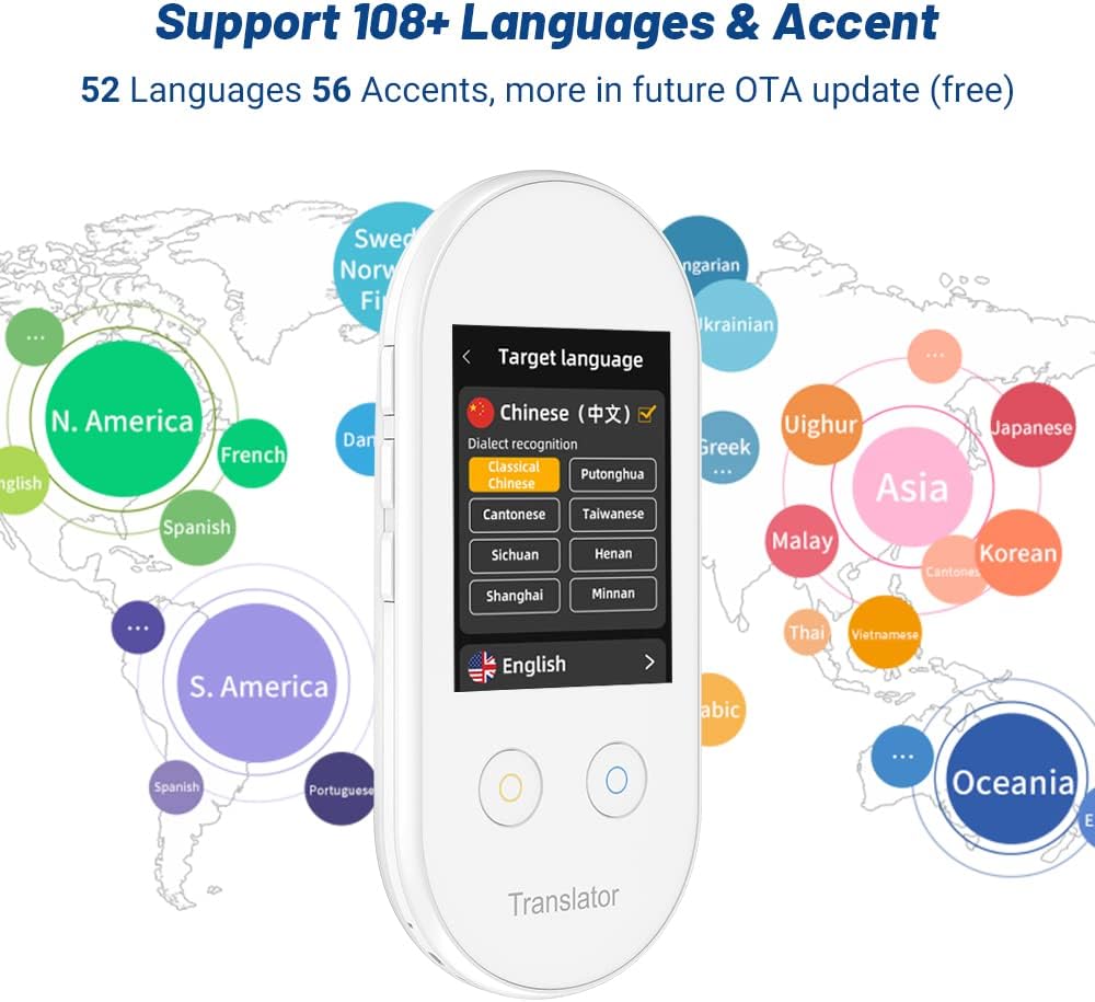 White AI Language Translator Device 108 Languages Q7702