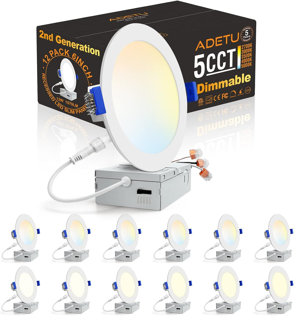 12 Pack 6Inch 5CCT Dimmable LED Recessed Light with Junction Box B2638