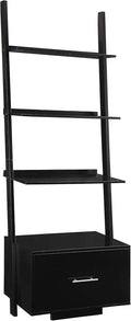 Espresso Ladder Bookcase with File Drawer W972733