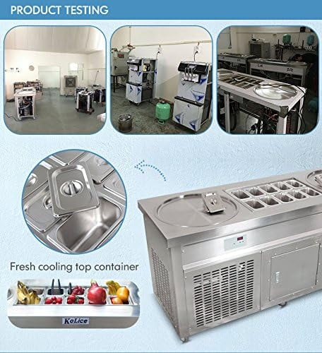 22" Double Round Pans Fried Ice Cream Machine with 10 Refrigerated Tanks D698
