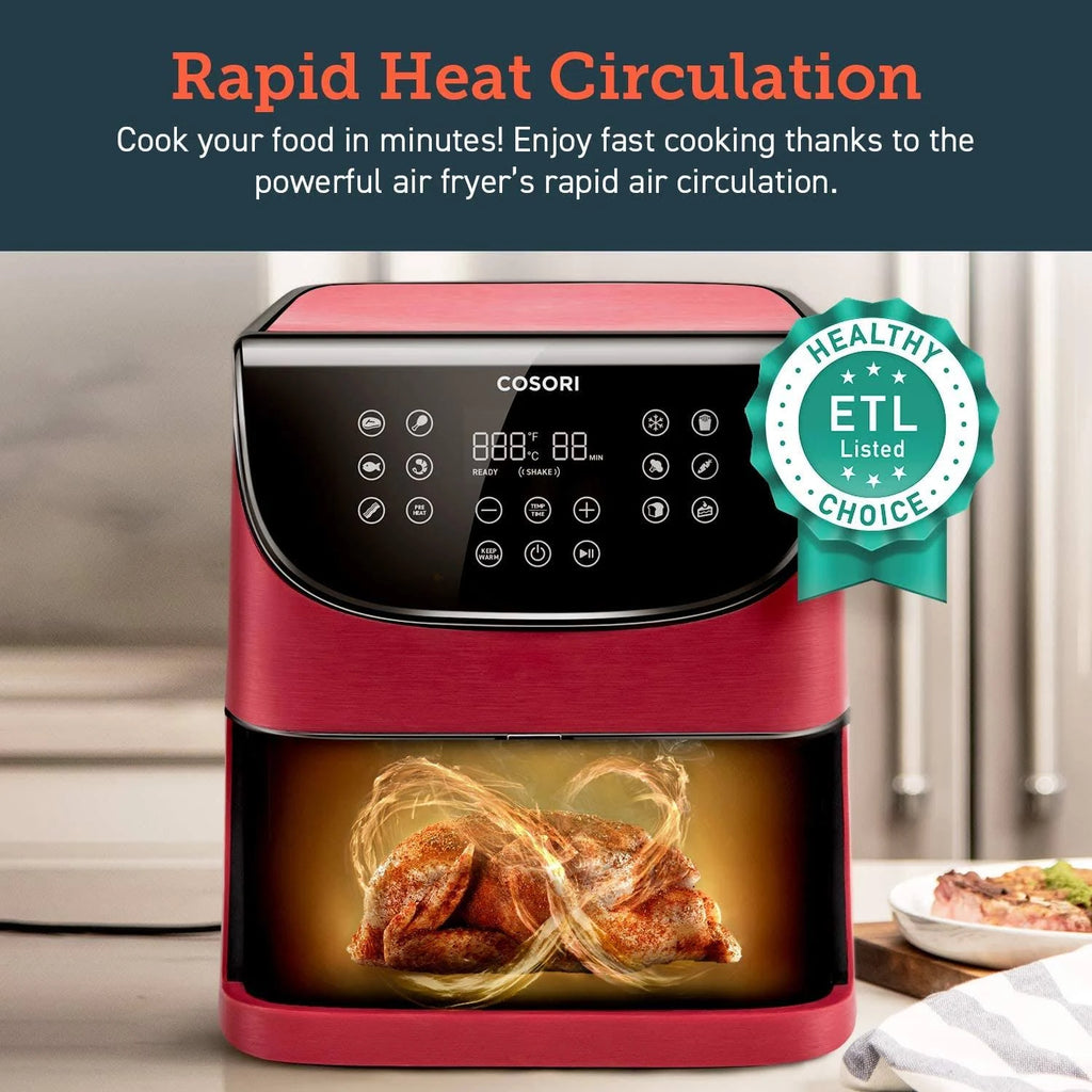 5.8QT Electric Air Fryer Oven with Rack and 5 Skewers T294377