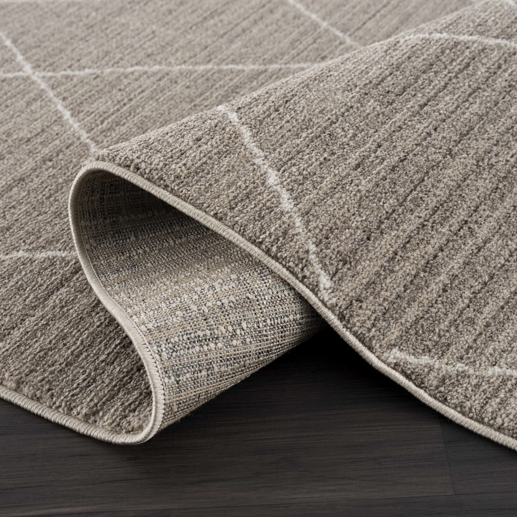 Brown White Runner Rug J248302
