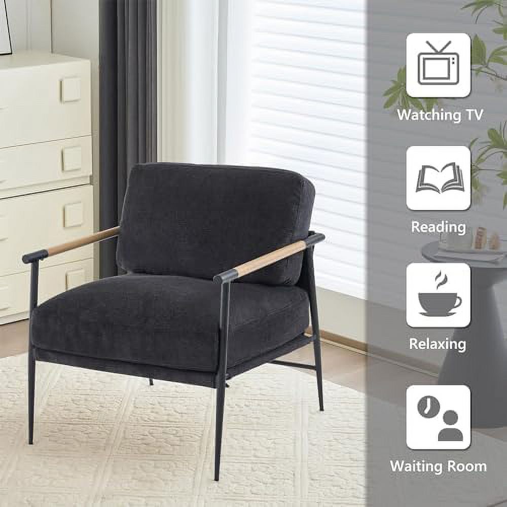 White Chenille Accent Chair with Metal Leg N7016