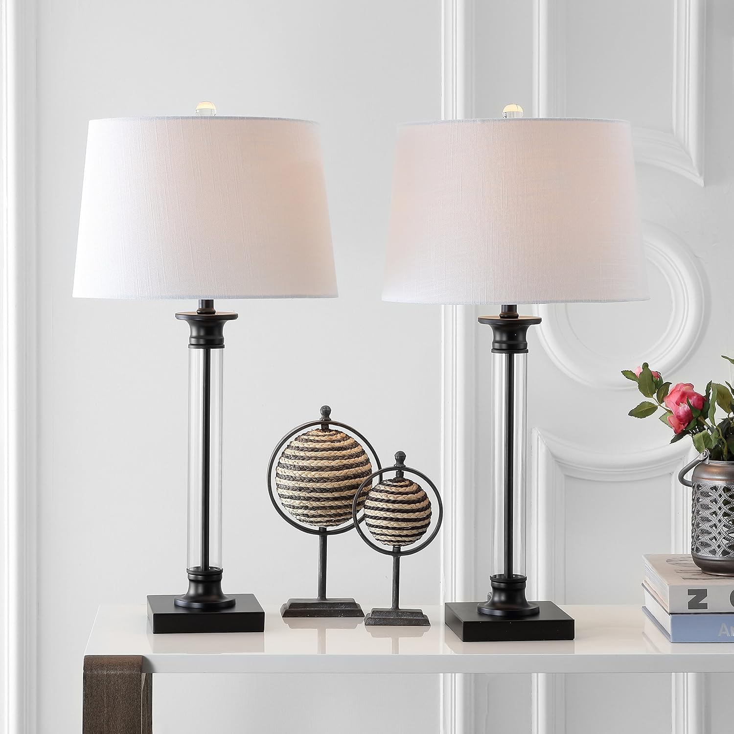 Black/Clear Glass and Metal LED Table Lamp Set of 2 M67511