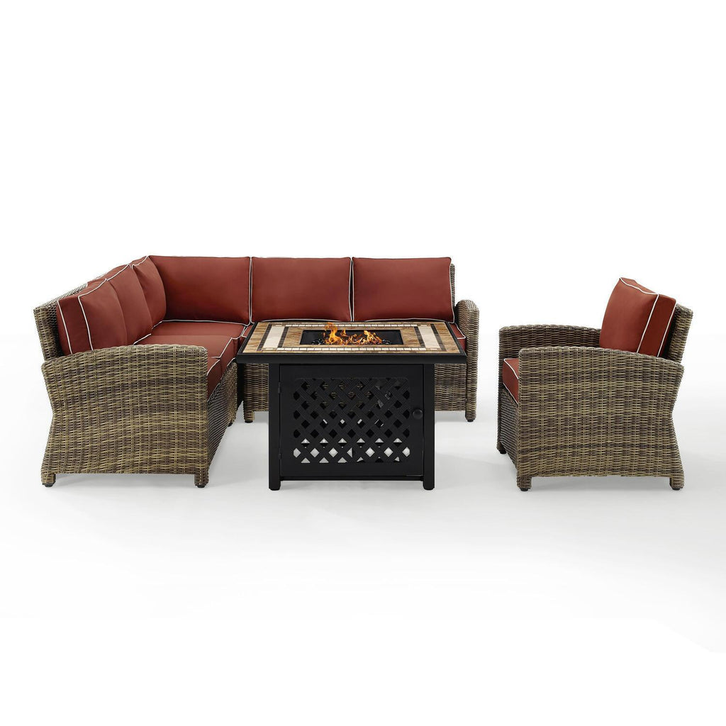 5Pc Outdoor Wicker Sectional Set with Glass Top Coffee Table S111476