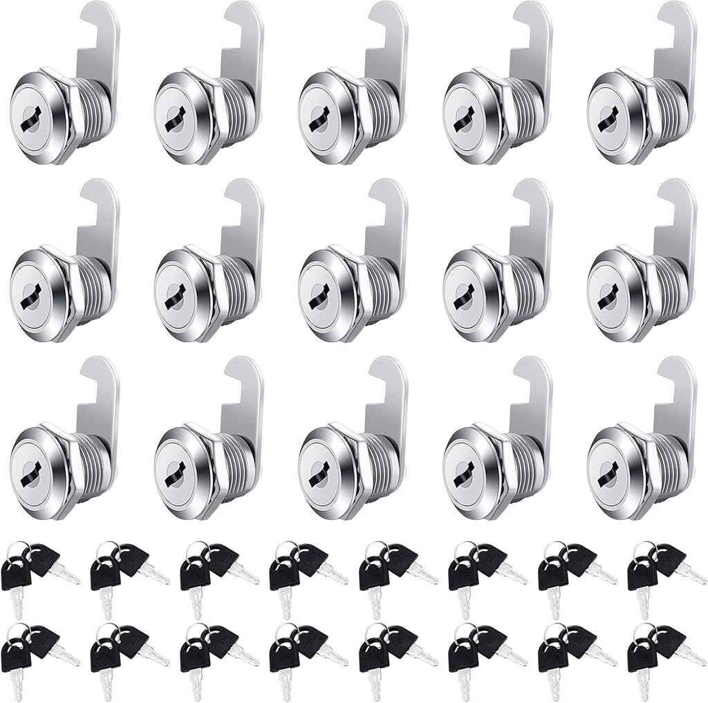 16 Pieces Zinc Alloy Cylinder Cam Lock with 32 Keys Q337389