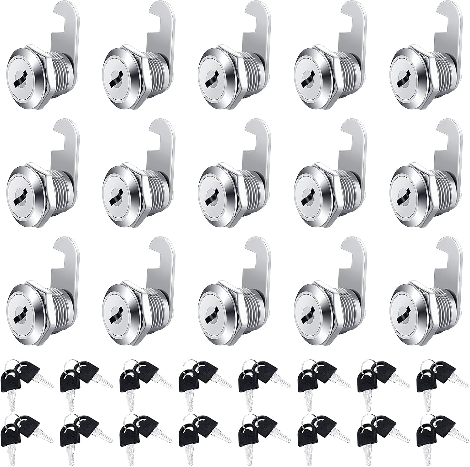 16 Pieces Zinc Alloy Cylinder Cam Lock with 32 Keys Q337389