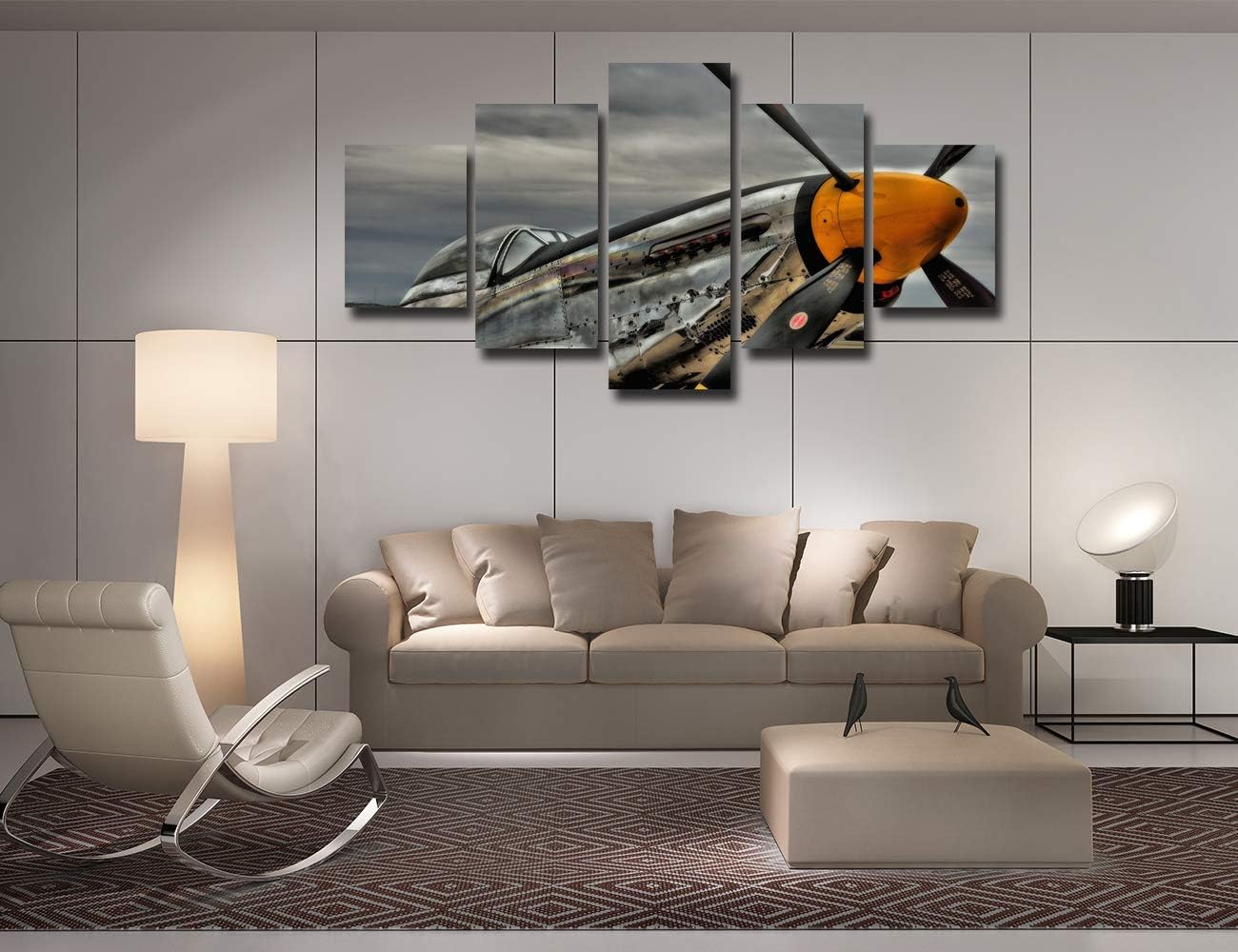 5 Panel Canvas Prints Wall Art Military Aircraft Airplane Pictures Frame Wall Decor H445