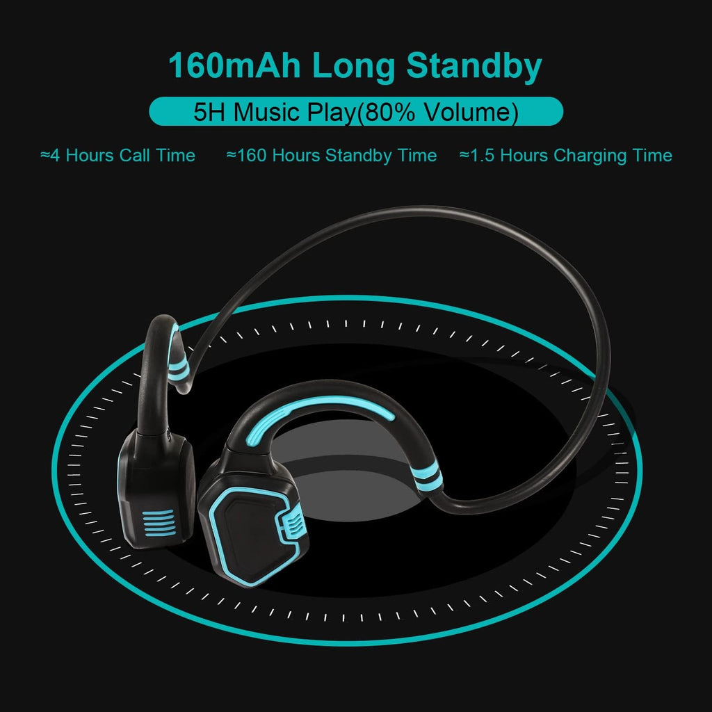 Waterproof IPX8 Bone Conduction Open Ear Headphones with 16G Memory, Pack of 2 W133831