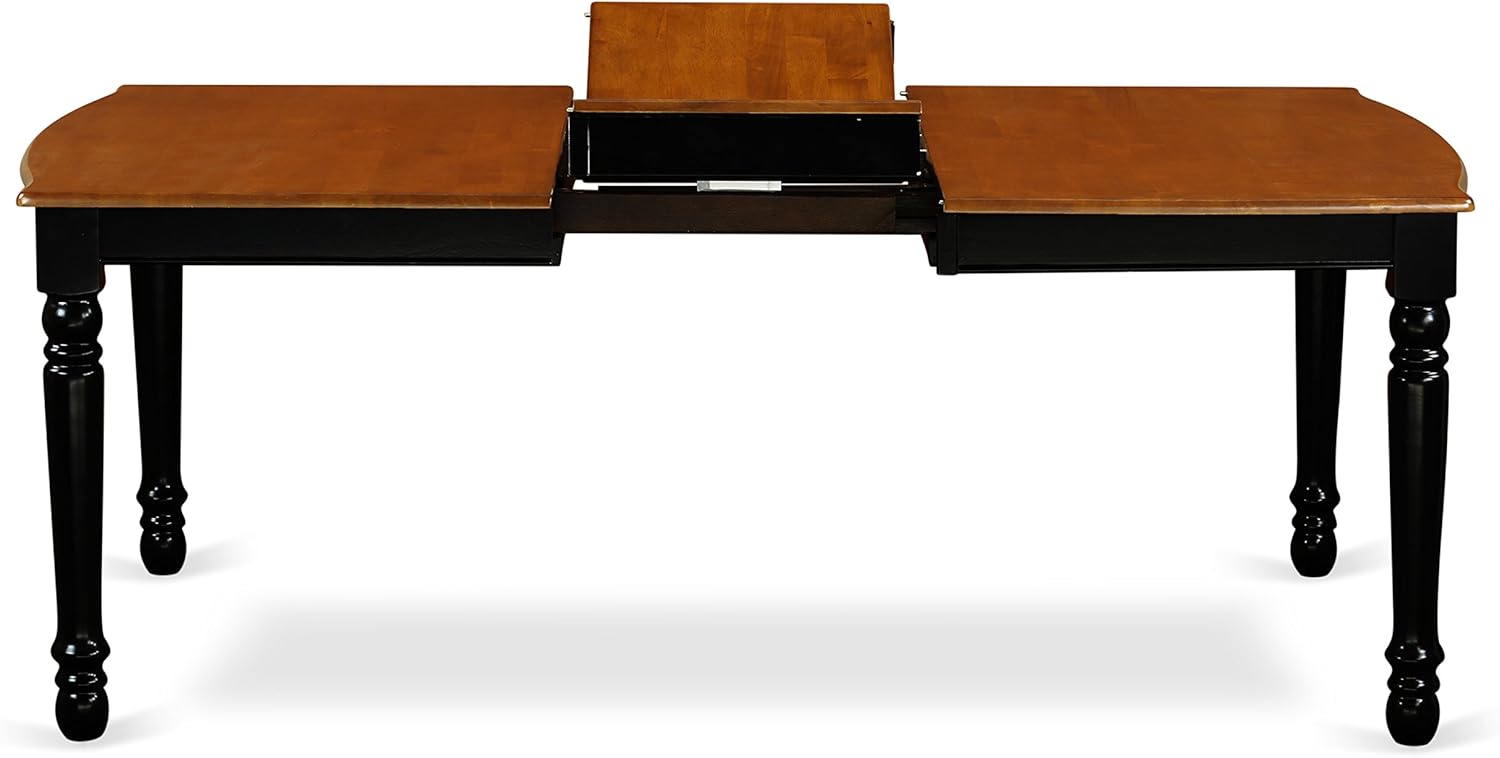 7 Piece Rectangle Wooden Dining Table with Butterfly Leaf and 6 Chairs, Black & Cherry I1680