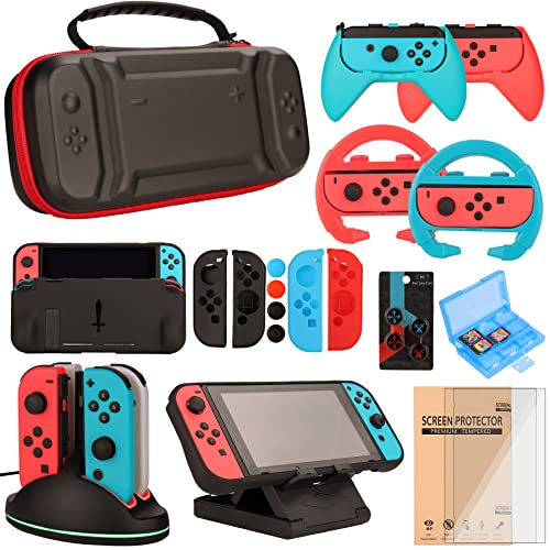23 in 1 Carrying Case with Steering Wheels Screen Protectors Charging Dock Grips Caps I764