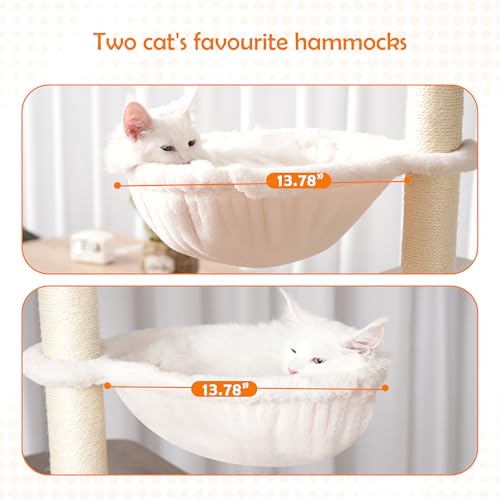 72-inch Wooden Cat Tree with Litter Box Enclosure and Scratching Post R24209