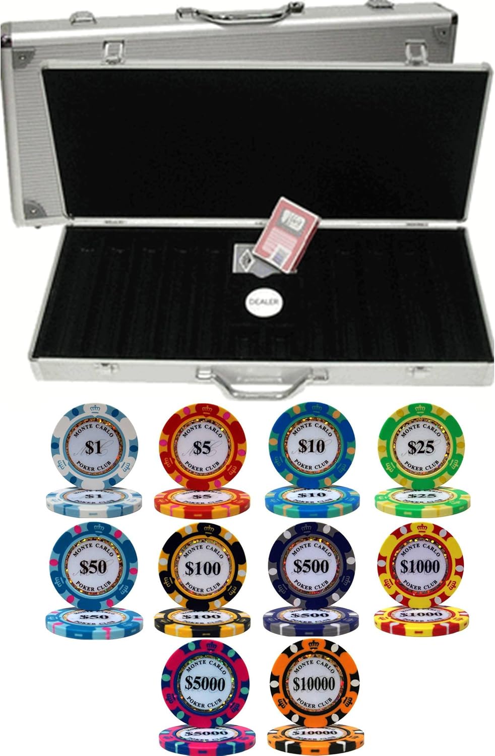 14gm 500 Chip Clay Poker Set with Aluminum Case T37468