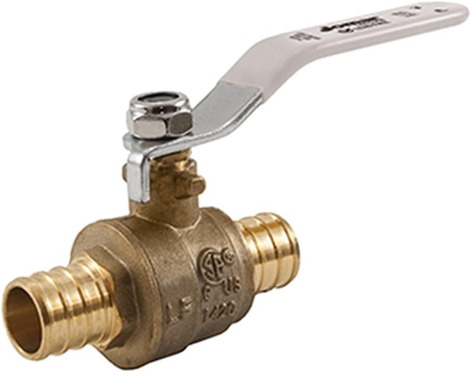 Pack of 10 1/2" PEX Brass Ball Valve, Lead Free, 2 Piece Design D339910