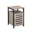 Greige Nightstand End Table with Cabinet and Shelf H170