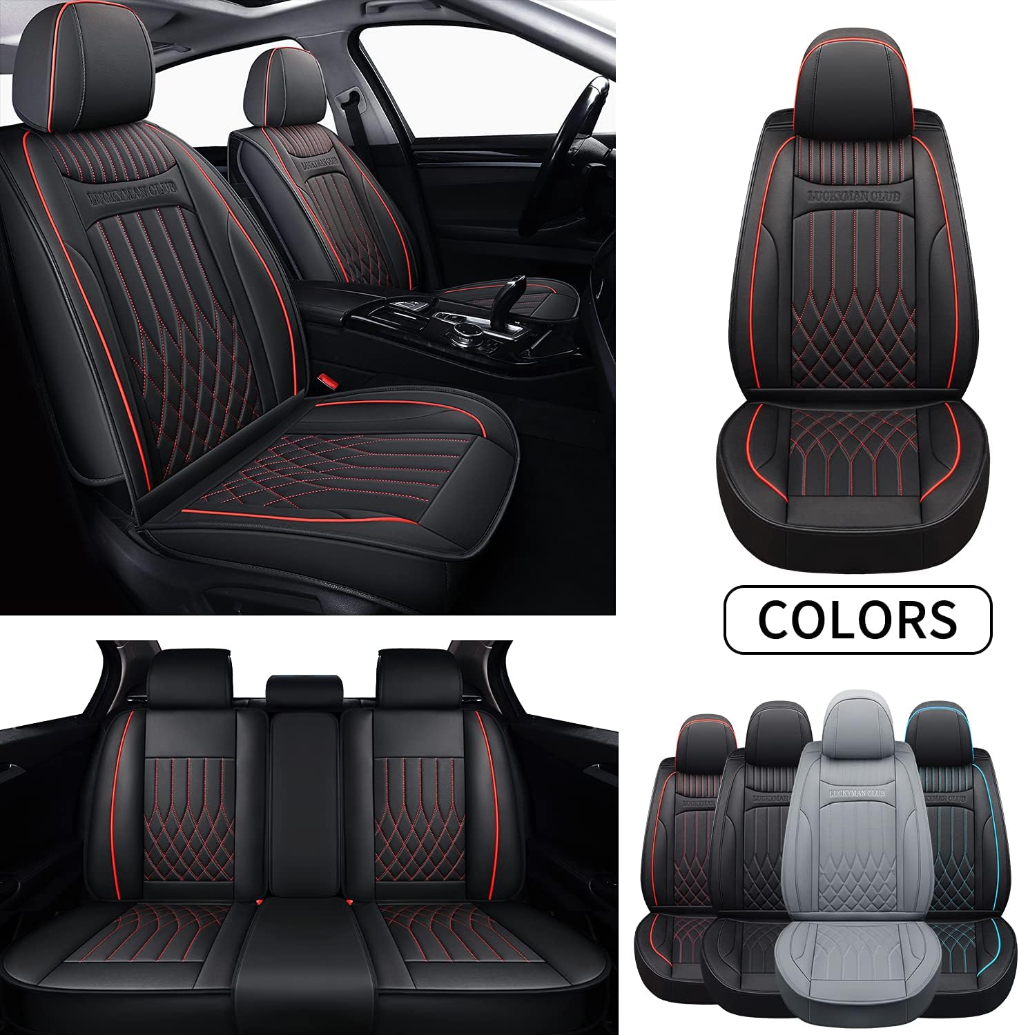 Black/Blue Universal Full Set Car Seat Covers S359246