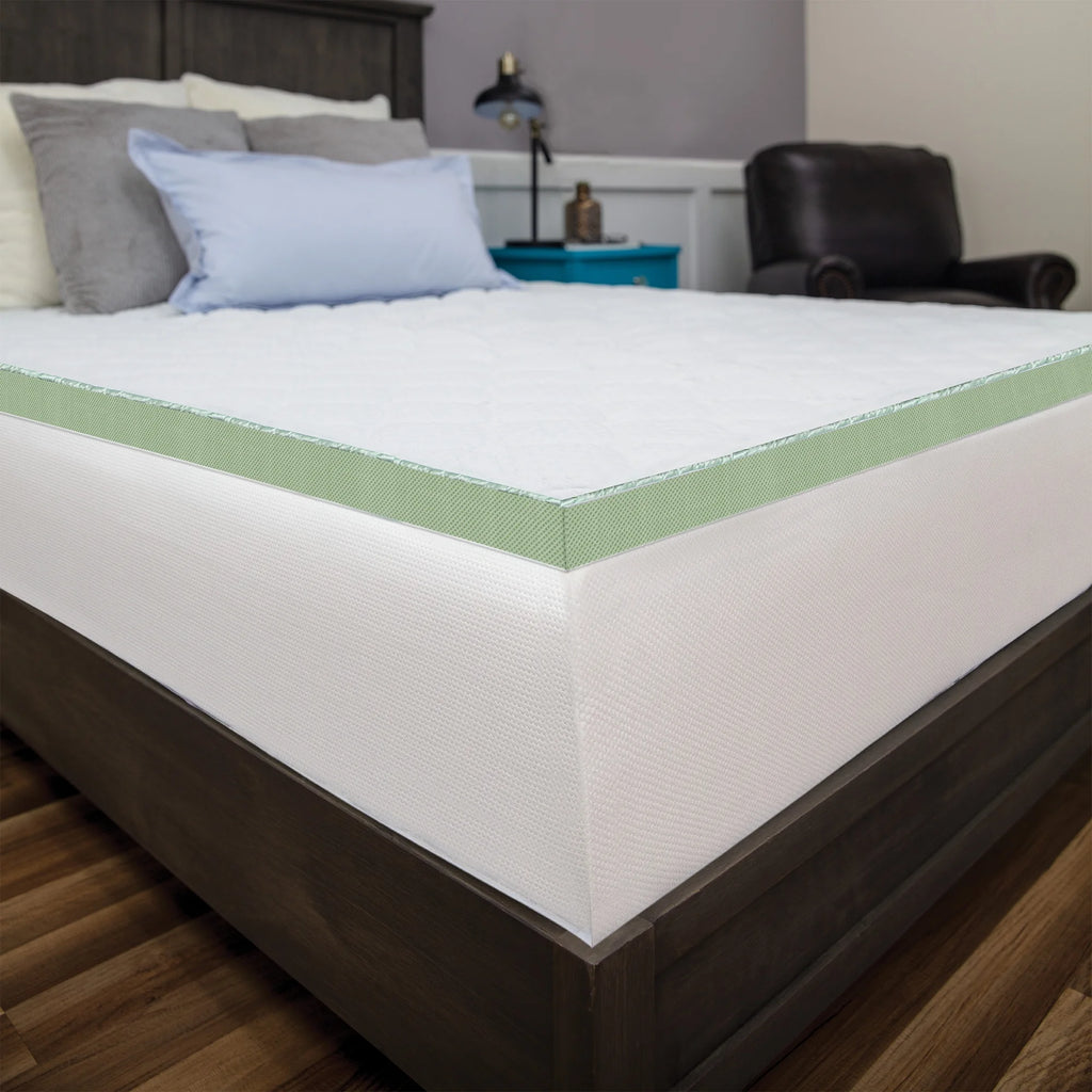 White Full Quilted Memory Foam Mattress Topper L518