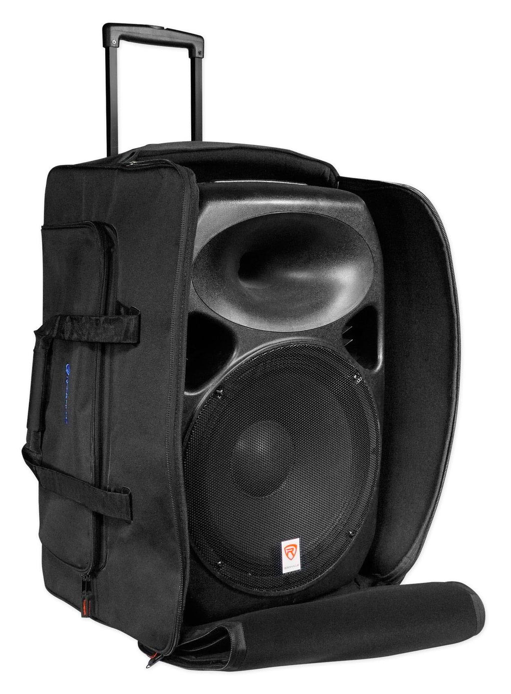 Rockville Rolling Travel Case Speaker Bag with Handle and Wheels E449029