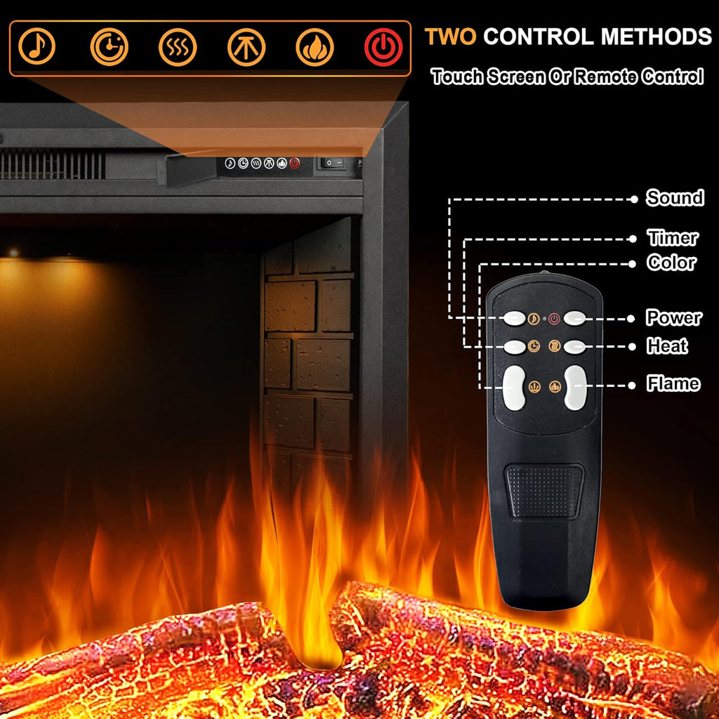 Black 30 inch Electric Fireplace with Remote Control V88391