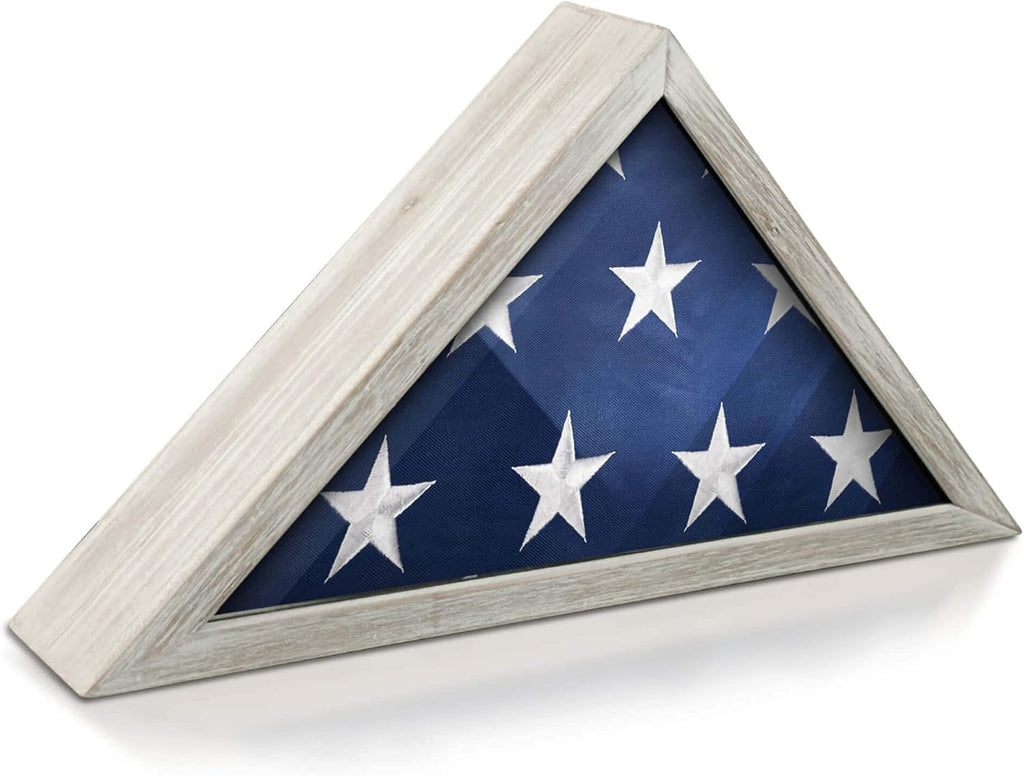 Rustic Wood Flag Display Case for 9.5 x 5 American Flag, Wall Mounted Shadow Box X9713