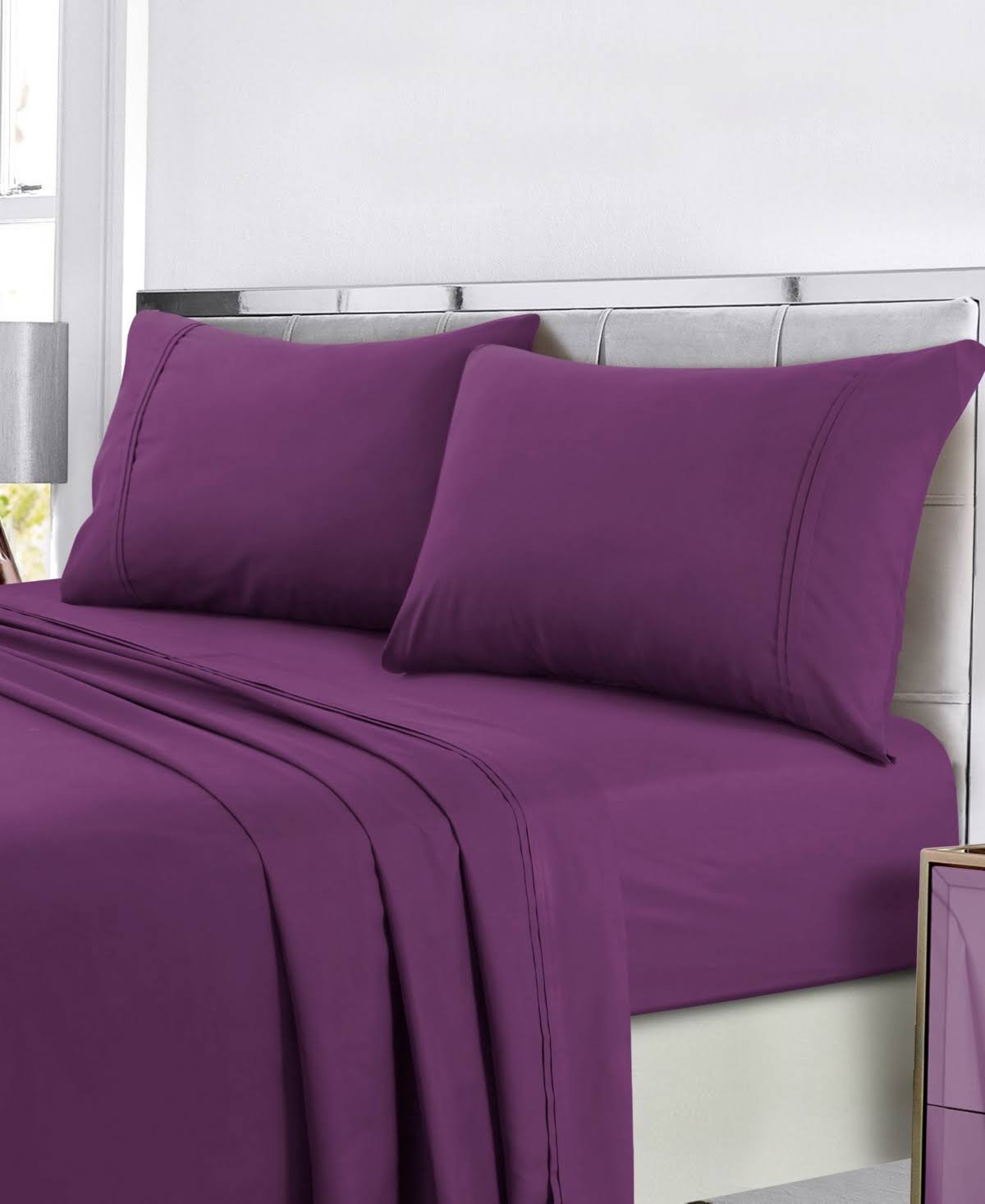 King Dark Red Easy-Care Sheet Set N204323