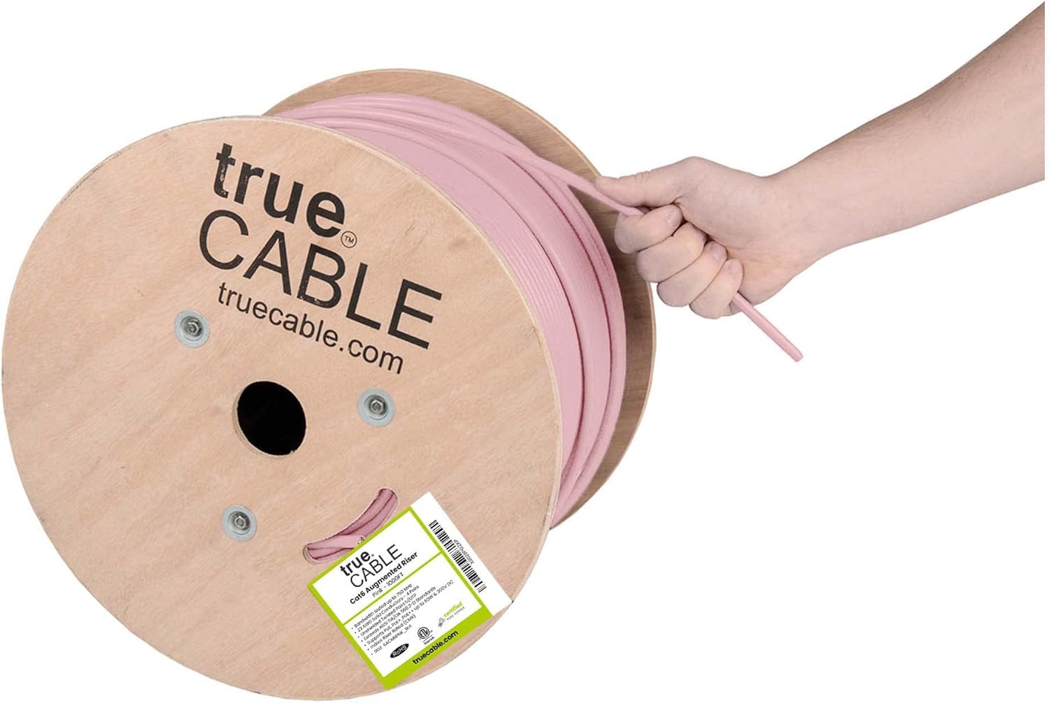 Cat6A Riser Bulk Ethernet Cable, 1000ft, Green, 23AWG 4 Pair Solid Bare Copper, UTP G7157