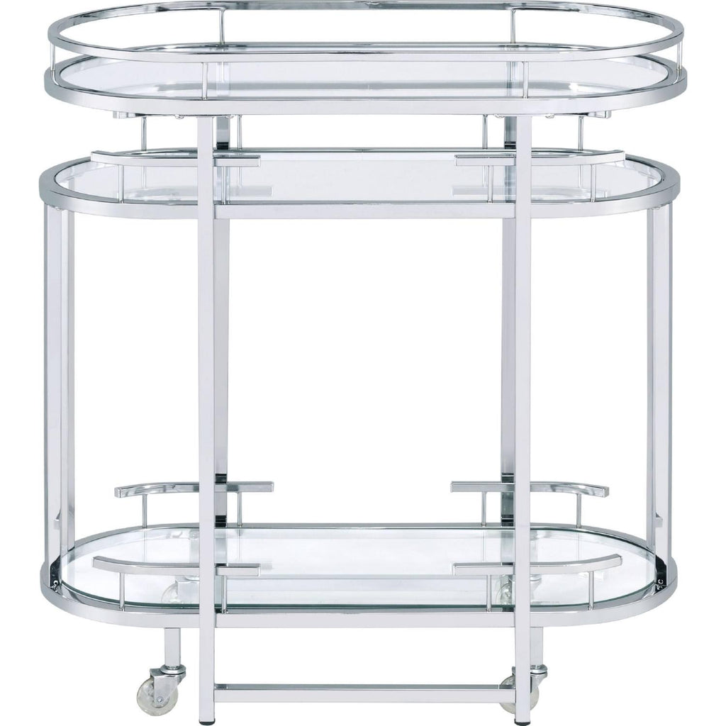 Clear Glass Serving Cart with Chrome Finish H213757