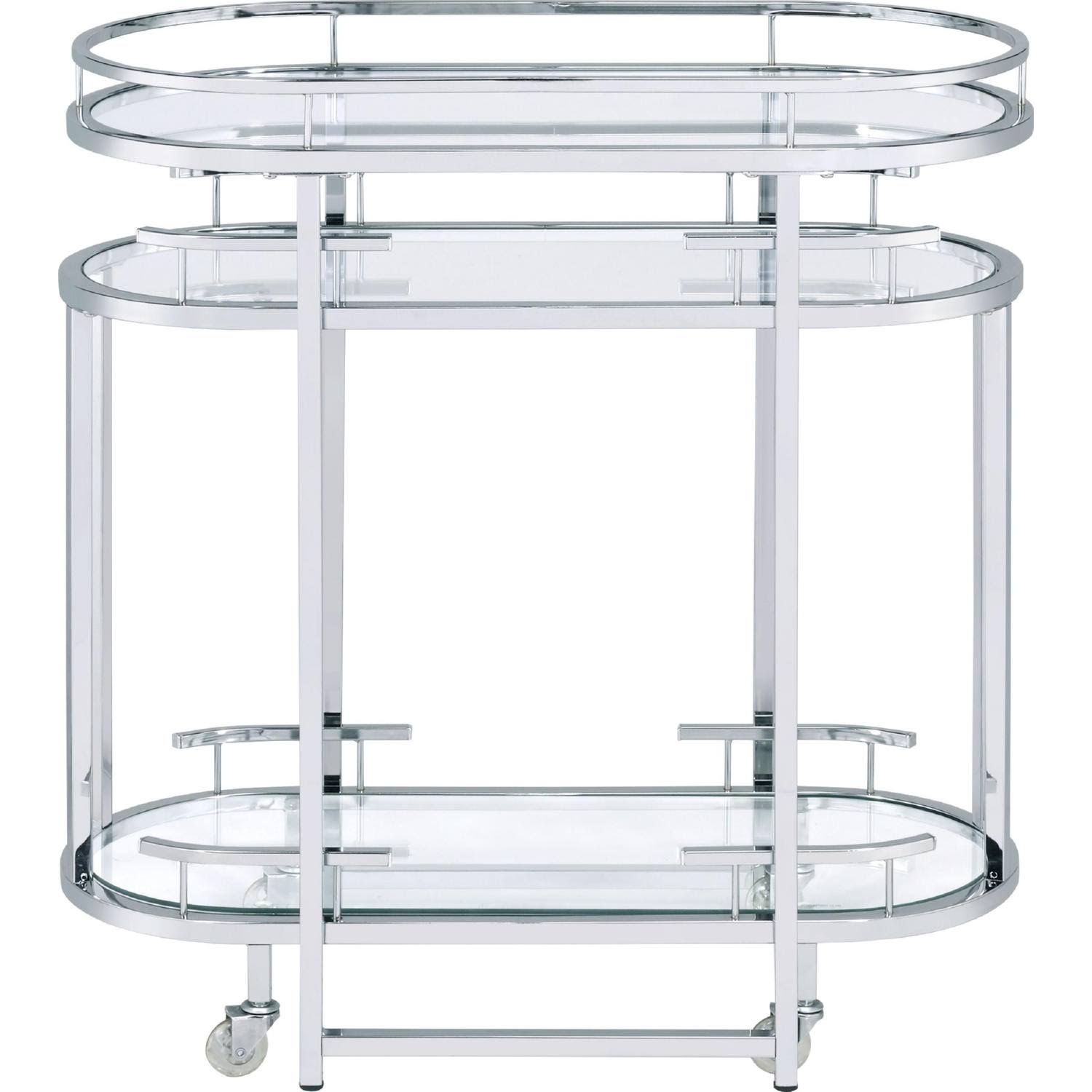 Clear Glass Serving Cart with Chrome Finish H213757