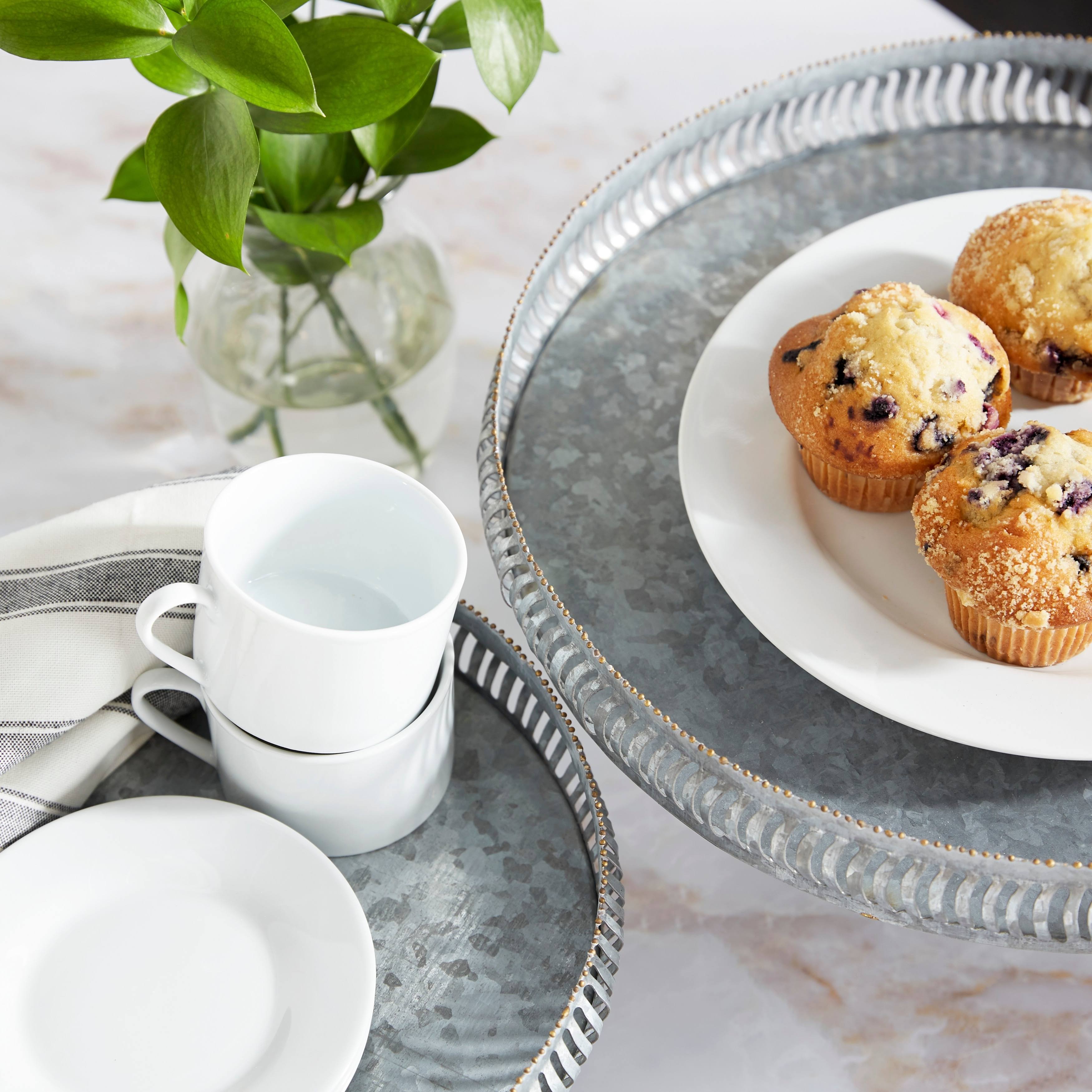 Round Gold Metal Set of 2 Cake Stand E884