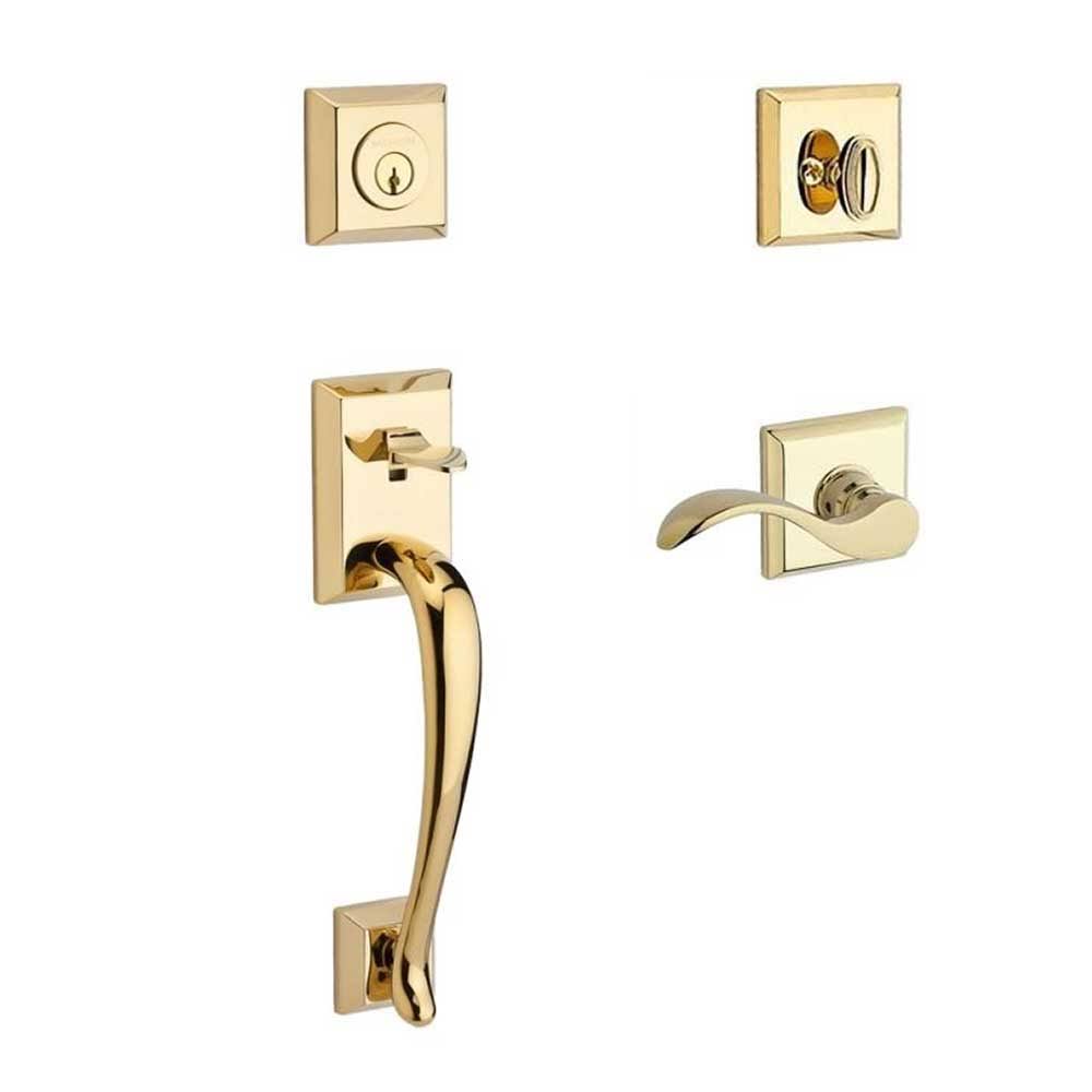 Polished Brass Right Handed Single Cylinder Handleset with Curve Lever C50254