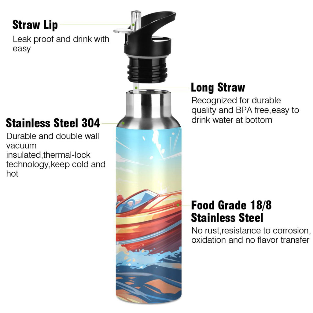 20 oz Insulated Stainless Steel Kids Water Bottle with Straw Lid G632984