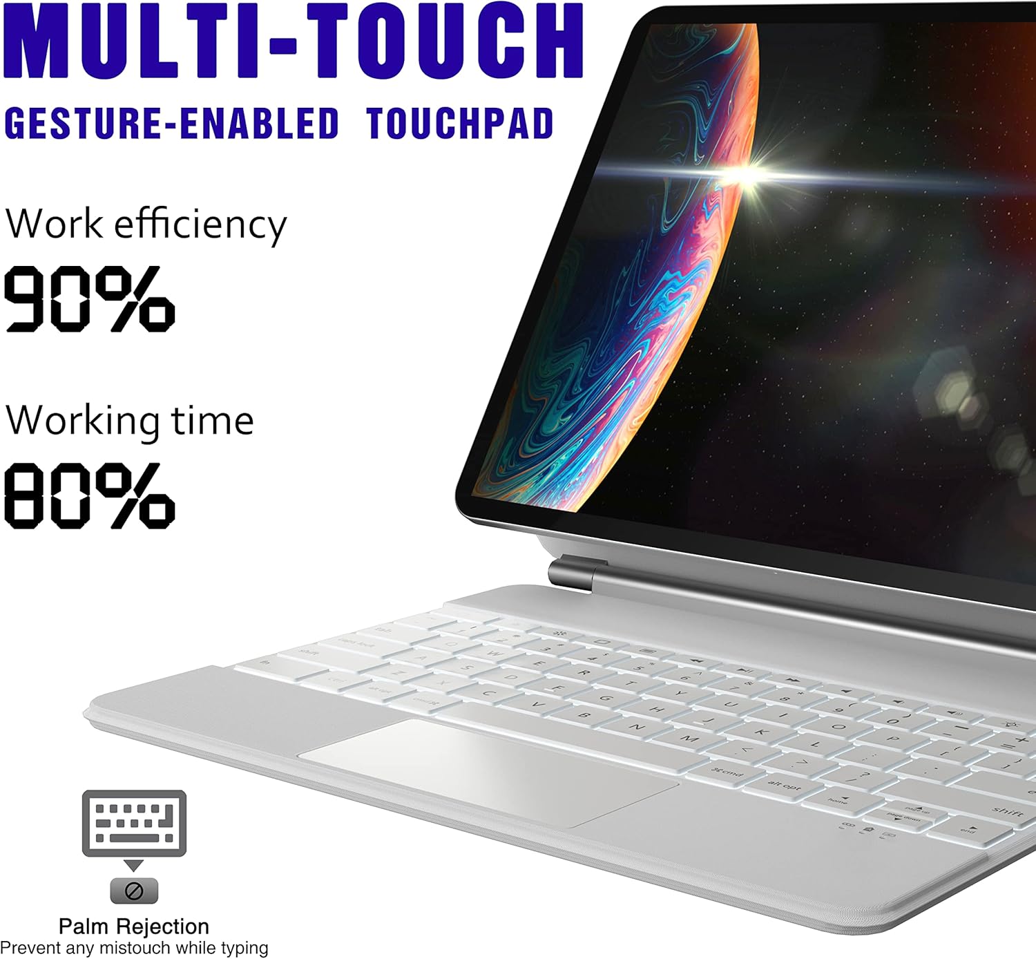 White Leather Magnetic Keyboard Case for iPad Pro 12.9 inch C635