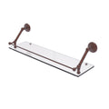 Antique Copper Floating Glass Shelf with Gallery Rail - 30 inch J20008