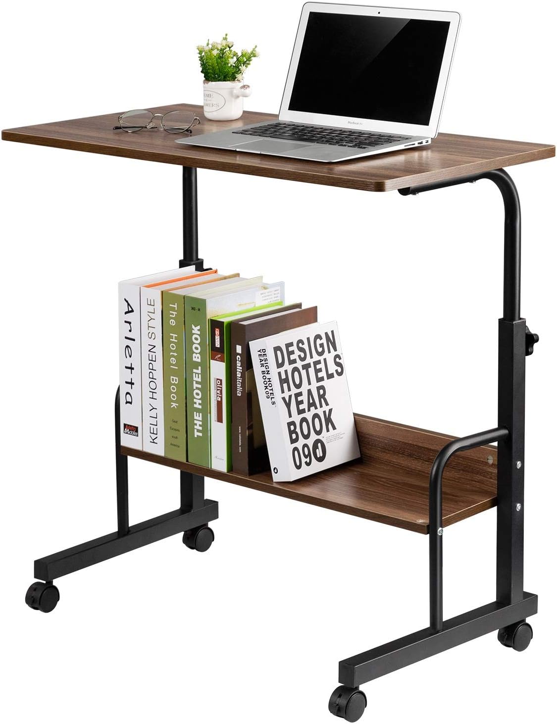 Black Mobile Side Table with Wheels X676818