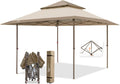 13' x 13' Straight Leg Pop Up Canopy Tent Instant Outdoor Canopy Folding Shelter with Auto Extending Eaves (Gray/Green) W9289