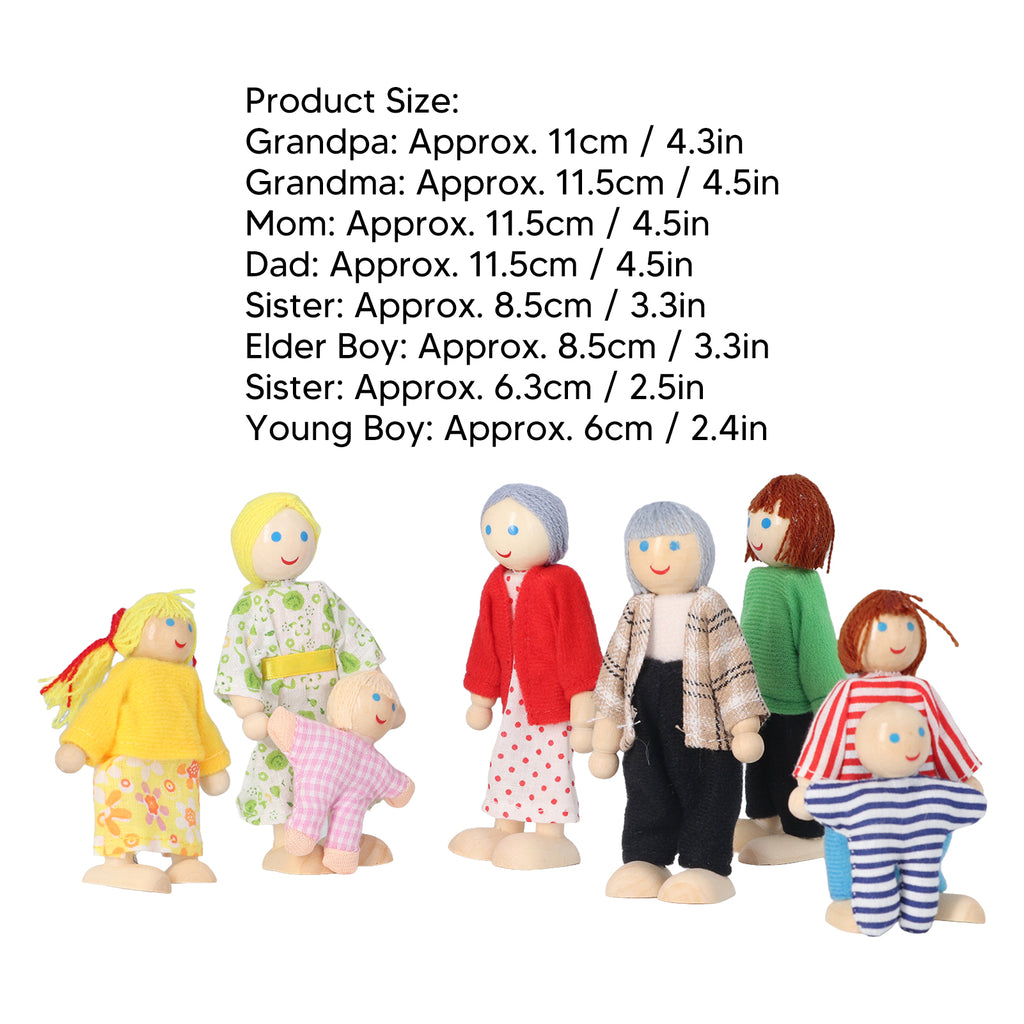 8pcs Wooden Dollhouse People Figures J698
