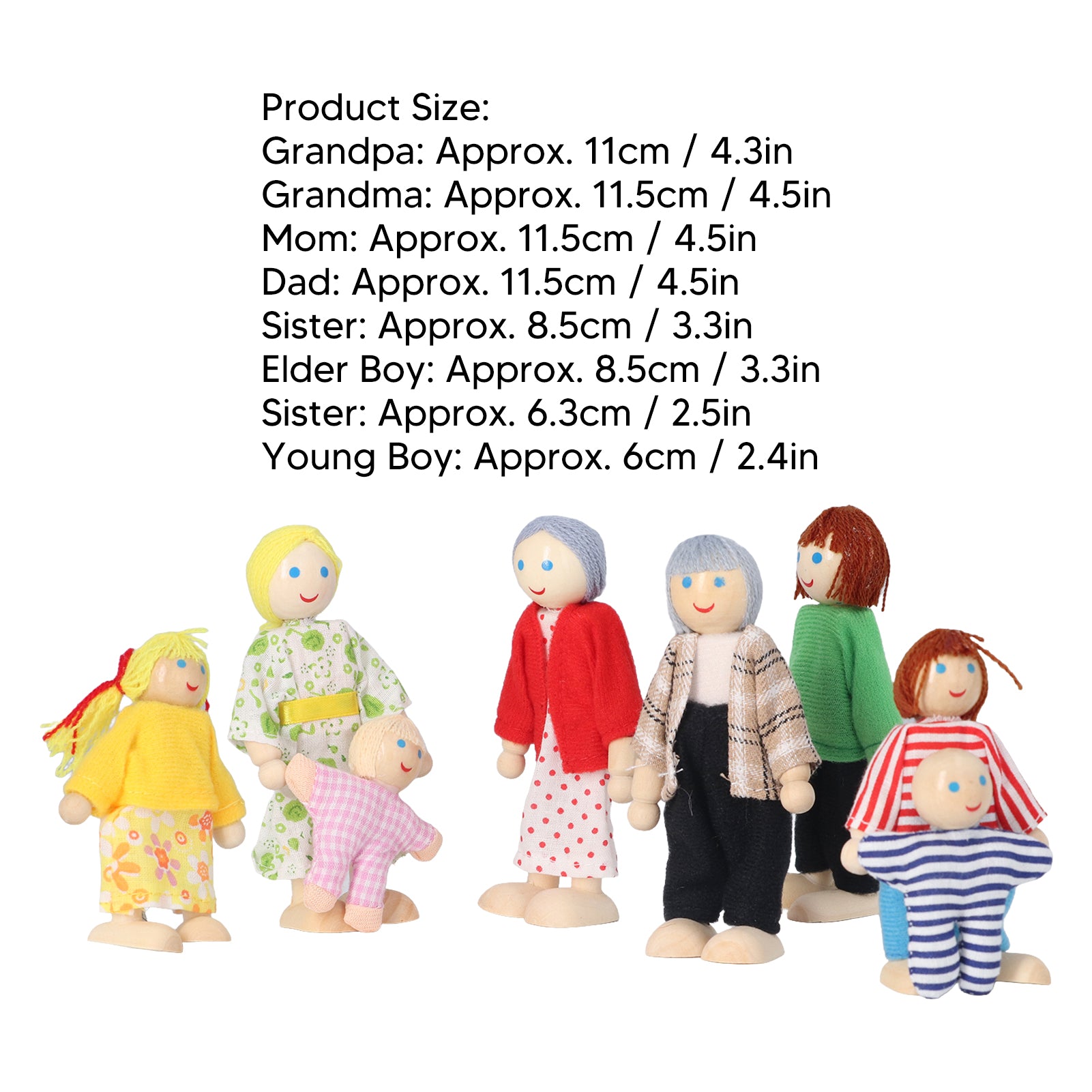 8pcs Wooden Dollhouse People Figures J698