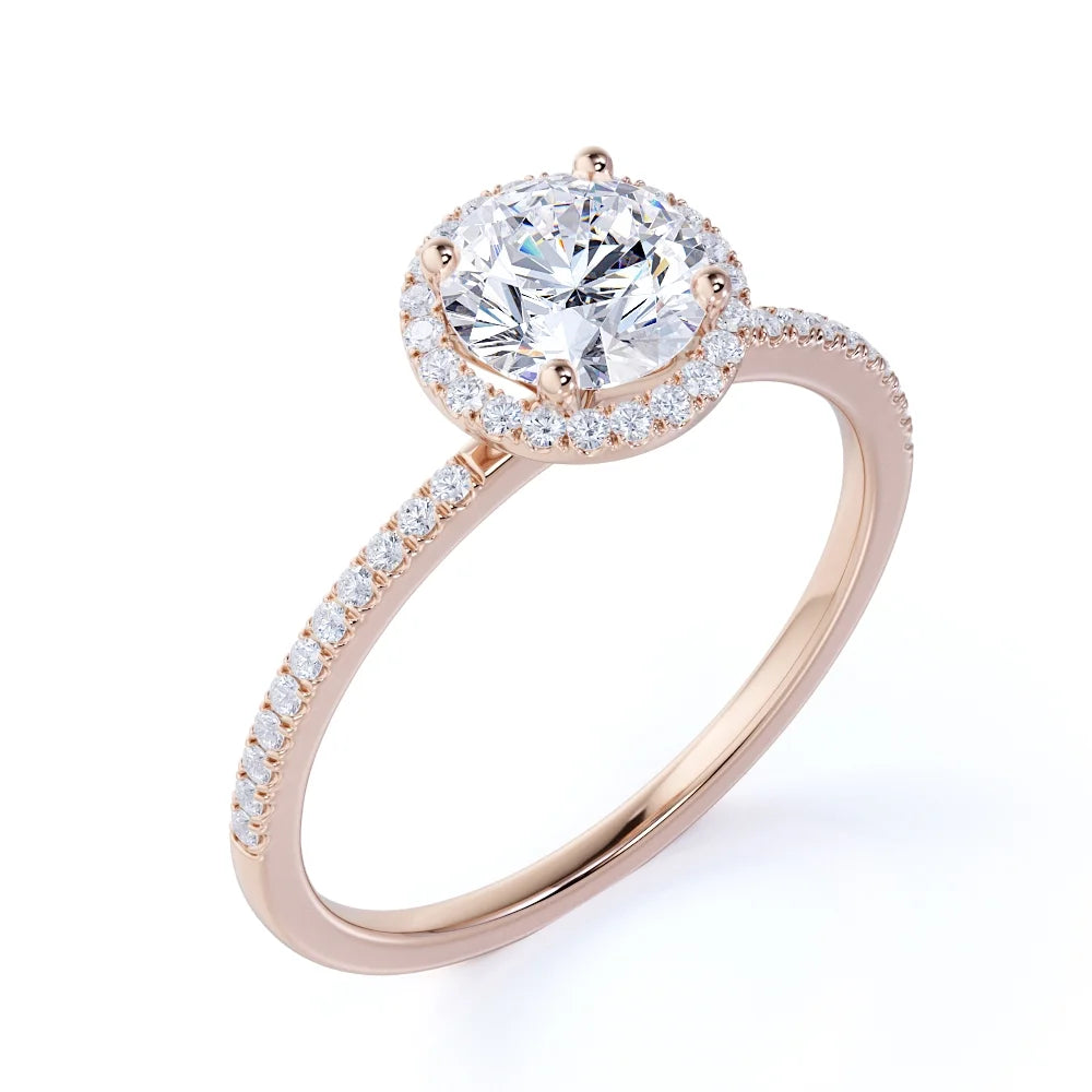 18K Rose Gold Plated Moissanite Engagement Ring J768739
