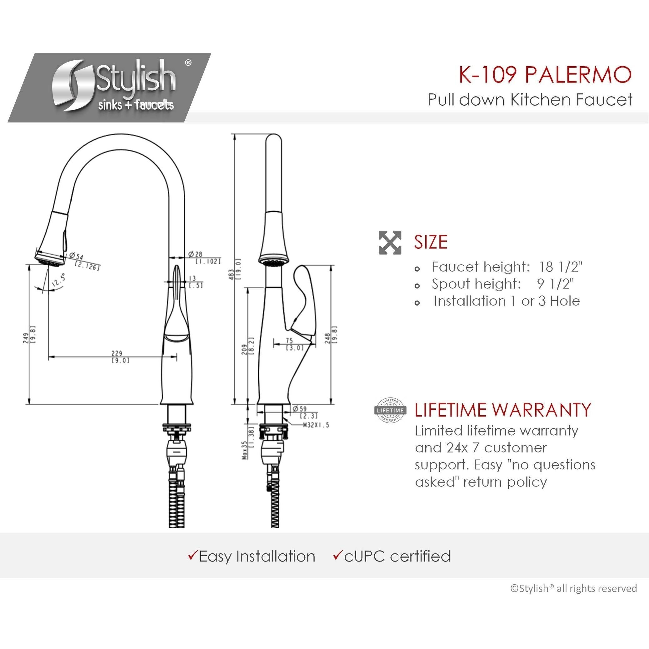 Brushed Nickel Single Handle Pull Down Kitchen Faucet N9626