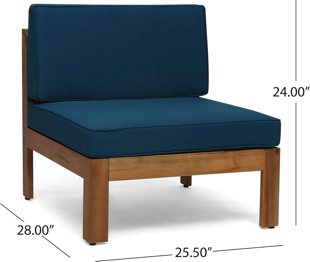 Teak Finish Dark Teal Outdoor Acacia Wood 5 Piece Sofa Set F673