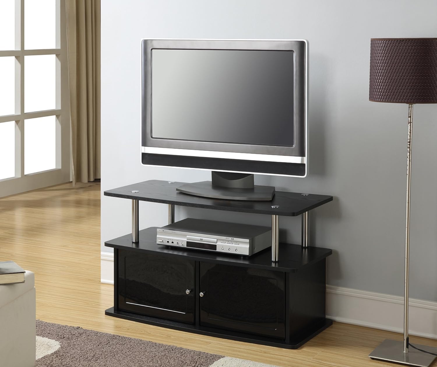 TV Stand with 2 Storage Cabinets and Shelf, Faux Birch R29216