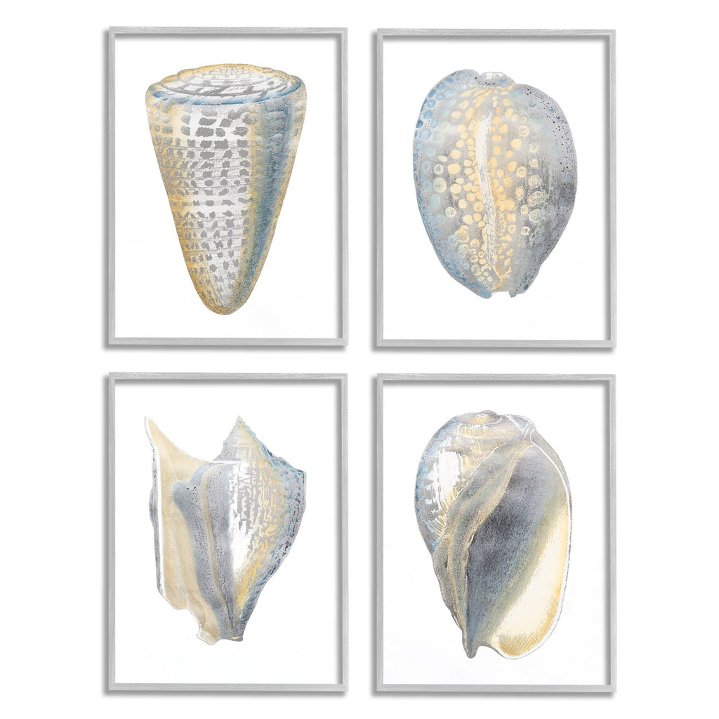 4pc Gray Framed Giclee Texturized Art Set T638