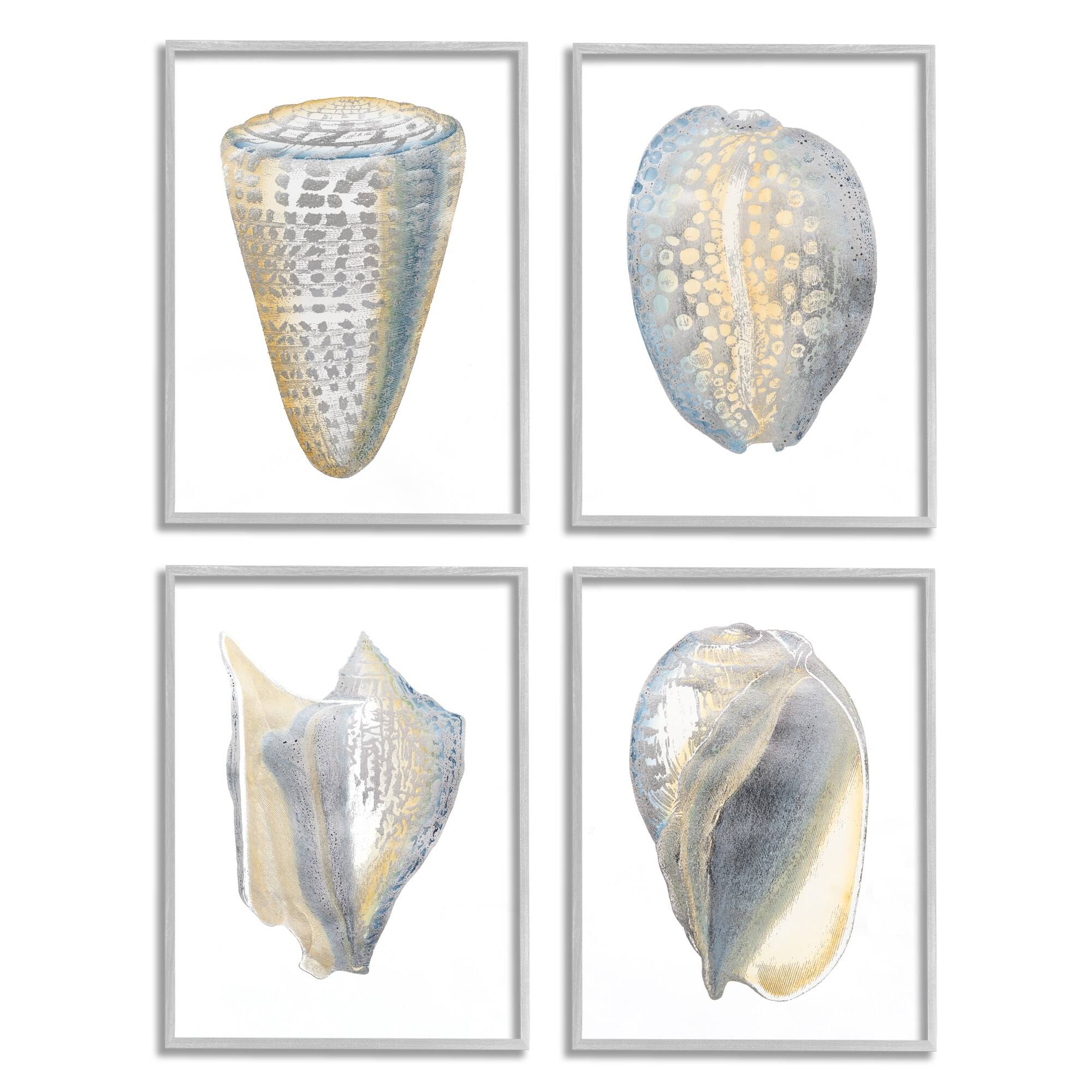 4pc Gray Framed Giclee Texturized Art Set T638