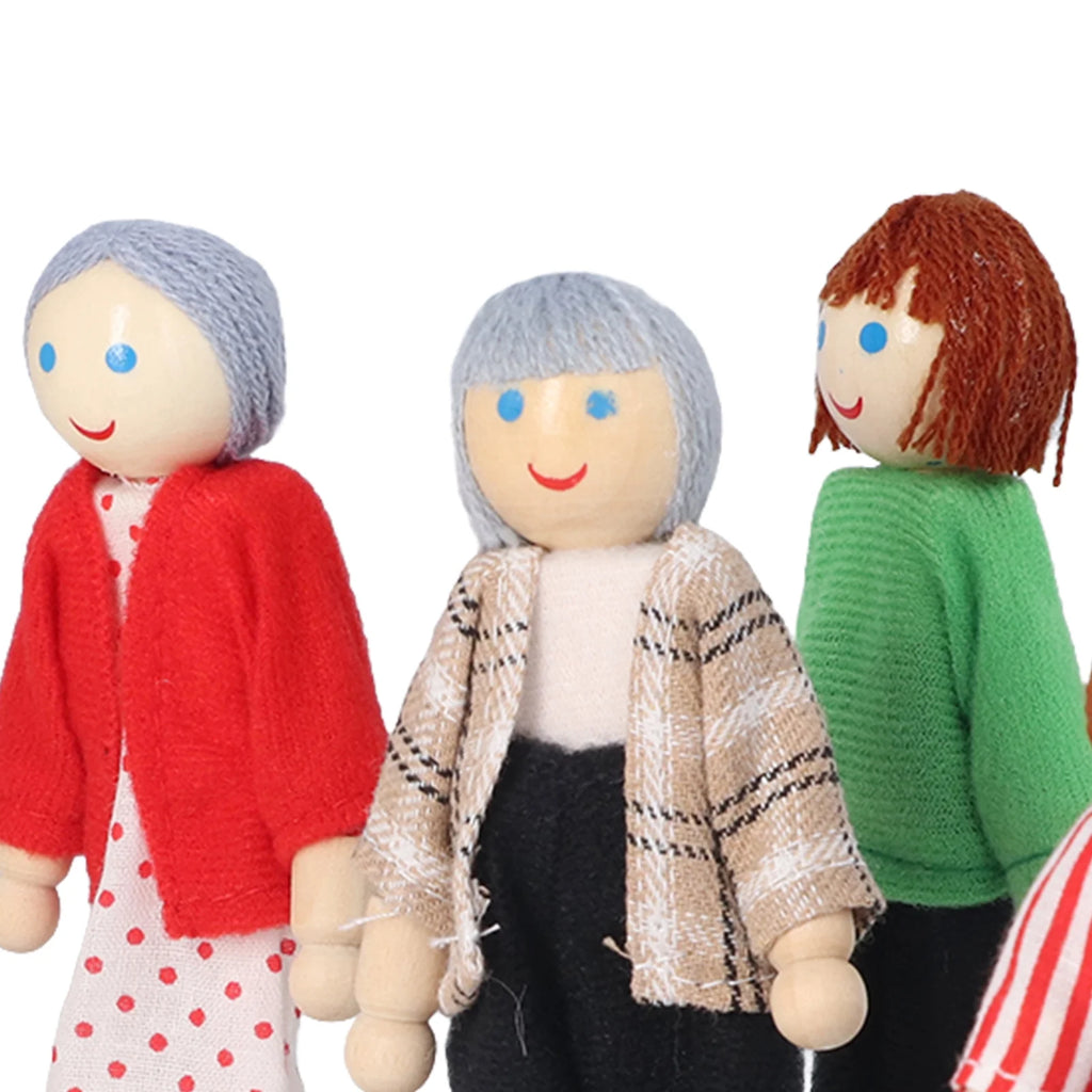 8pcs Wooden Dollhouse People Figures J698