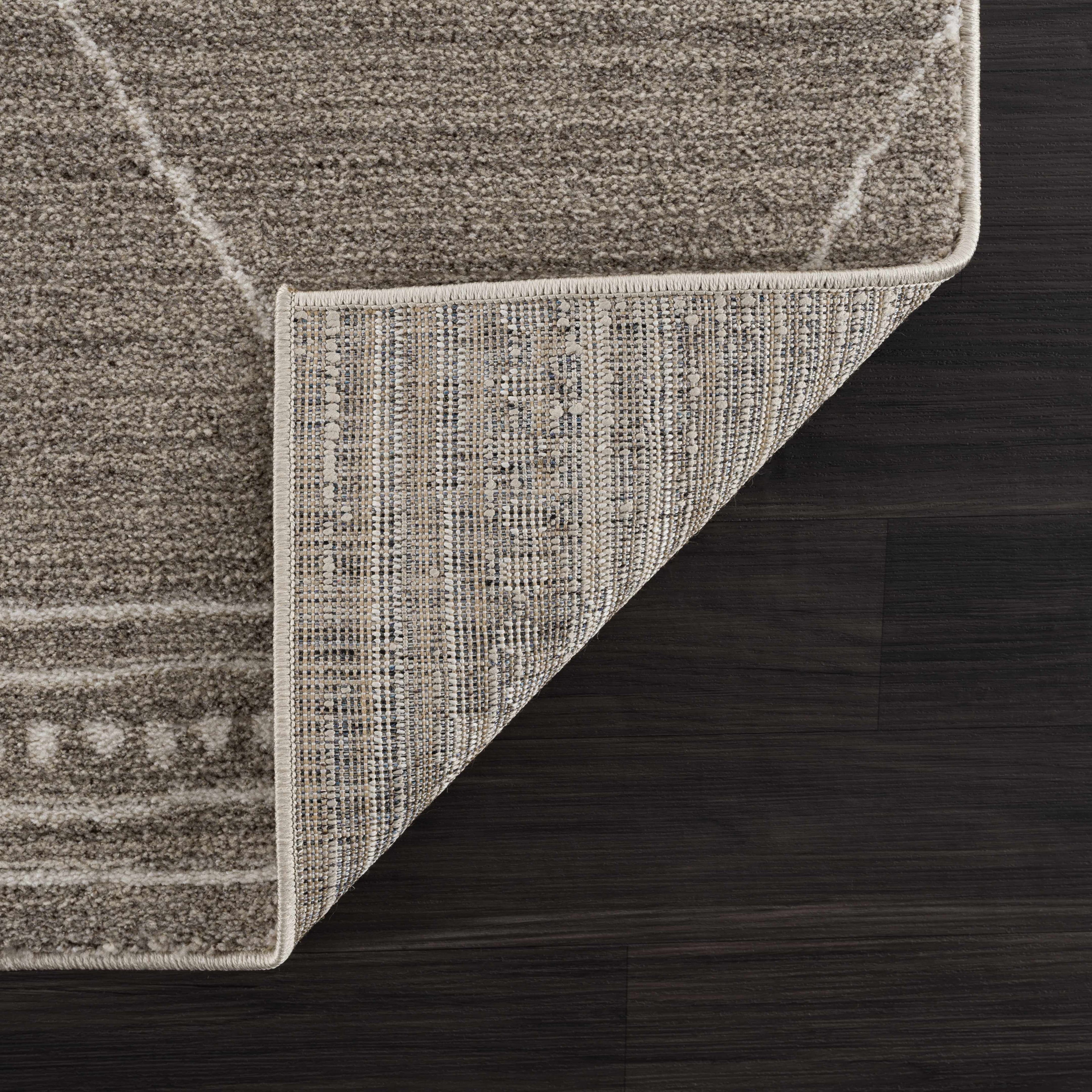 Brown White Runner Rug J248302