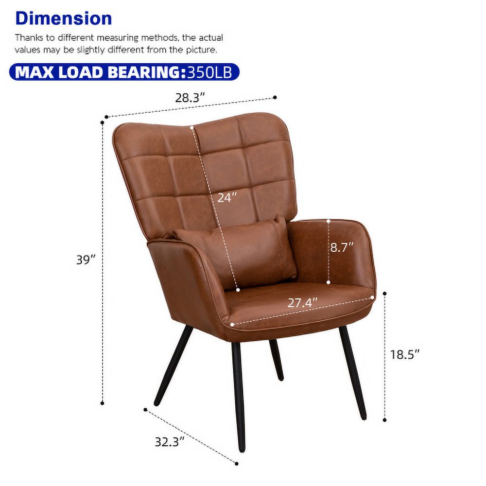 Bonded Leather High Back Accent Chair with Metal Legs N568